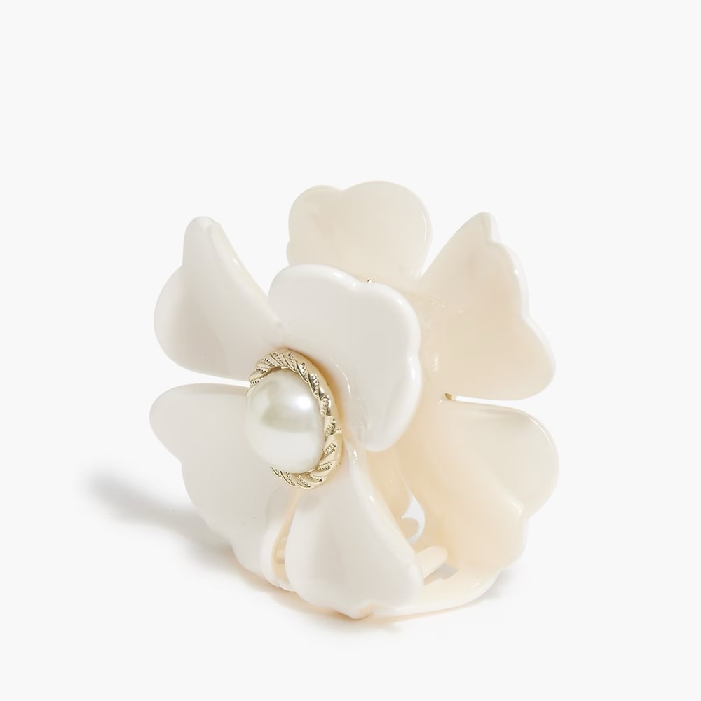 J. Crew Flower Pearl Claw Hair Clip NWT